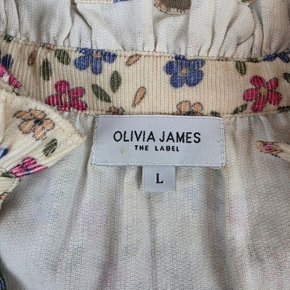 Olivia James The Lable Elizabeth Ditsy Corduroy Top Size L - Picture 6 of 7